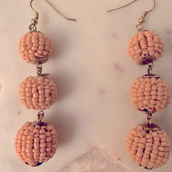 Peche Micro Beaded Drop Earrings with Gold Tone Hardware - Picture 2 of 5